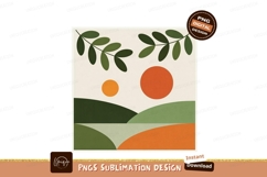 Abstract Landscape With Greenery And Orbs nature orange Product Image 1