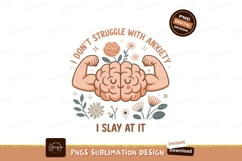 Strong brain with flowers and muscles anxiety strength Product Image 1
