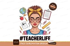 Woman with apple and globe teacher education Product Image 1