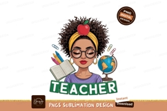 Teacher with apple globe books crayons image Product Image 1
