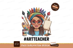 Artistic woman with crayons and paint supplies image Product Image 1