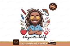 Teacher with dreadlocks and sunglasses apple crayon Product Image 1