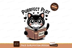 Cute black cat reading book glasses Product Image 1