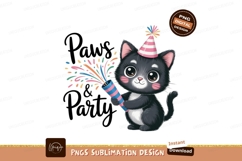Format: Title: Kitten celebrating with party popper and conf Product Image 1
