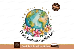 Earth surrounded by flowers and stars planet globe Product Image 1