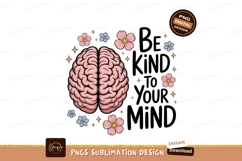 Pink brain surrounded by flowers and stars mental Product Image 1