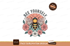 Bee surrounded by flowers and honeycomb insect pink Product Image 1
