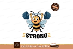 Happy bee lifting weights barbell strength Product Image 1