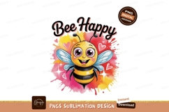 Cute happy bee with pink hearts and colorful splash Product Image 1