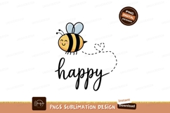 Cute cartoon bee with wings and stripes insect yellow Product Image 1