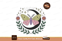 Celestial moth with floral crescent moon image Product Image 1