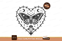 Death moth skull crescent moon mushrooms heart image Product Image 1