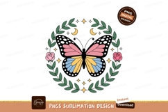Pink yellow blue butterfly floral wreath image Product Image 1