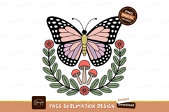 Pastel butterfly mushrooms floral wreath moth fungi Product Image 1