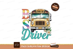 Yellow school bus with flowers and text daisies Product Image 1