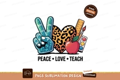 Peace Love Teach Glitter Symbols apple heart Product Image 1