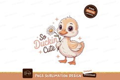 Adorable duckling holding a daisy flower cute Product Image 1