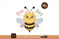 Cute bee with flower crown and hearts insect cartoon Product Image 1