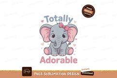 Cute elephant with pink bow and hearts baby animal Product Image 1