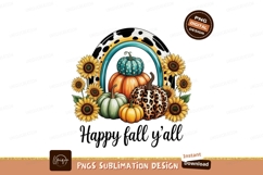 Autumn pumpkins sunflowers rainbow cowprint image Product Image 1