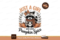 Raccoon with pumpkin spice and scarf autumn coffee Product Image 1