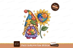 Gnome holding puzzle piece near sunflower autism awareness Product Image 1