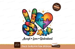 Peace hand heart puzzle autism awareness Product Image 1