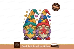 Colorful puzzle gnomes with hearts and stars autism Product Image 1