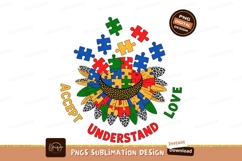 Sunflower puzzle pieces with words accept understand love Product Image 1