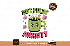 Green mug with face and flowers steam anxiety Product Image 1