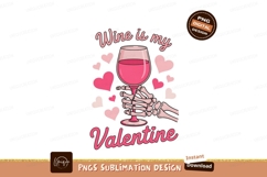 Skeleton holding wine glass surrounded by hearts hand Product Image 1