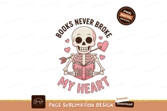 Skeleton reading book with arrow and hearts image Product Image 1