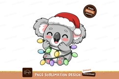 Cute koala wearing santa hat with christmas lights Product Image 1