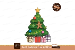 Decorated Christmas tree with gifts and gingerbread man Product Image 1