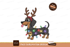 Dachshund wearing antlers and Christmas lights image Product Image 1