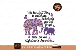 Floral elephants butterflies awareness ribbon purple Product Image 1
