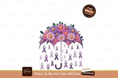 Floral Umbrella Purple Ribbons awareness Product Image 1