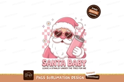 Pink Santa holding drink with heart sunglasses christmas Product Image 1