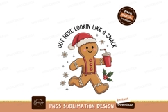 Gingerbread man with santa hat and drink christmas Product Image 1