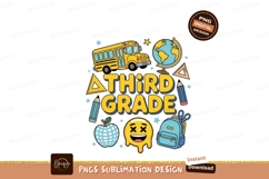 Yellow bus globe pencils apple backpack school Product Image 1