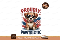 Patriotic dog wearing sunglasses holding flag american Product Image 1