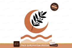 Crescent moon branch waves leaves berries Product Image 1