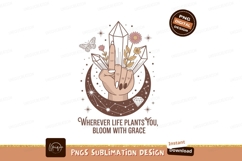 Hand crystals butterfly flowers moon image Product Image 1