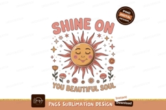 Smiling sun with flowers and stars pink Product Image 1