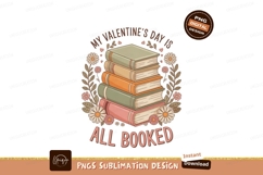 Stacked books surrounded by flowers leaves hearts Product Image 1