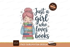 Girl holding stack of books reading literature Product Image 1