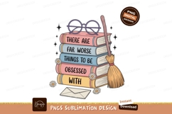 Stacked books with broom and glasses flowers envelope Product Image 1