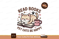 Cute cat resting on book with coffee reading Product Image 1
