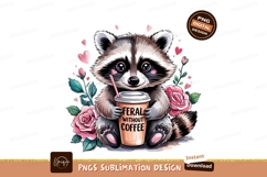 Cute Raccoon Coffee Lover Sublimation Png Product Image 1