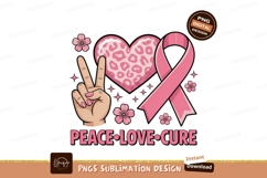 Pink ribbon heart peace sign flowers image Product Image 1